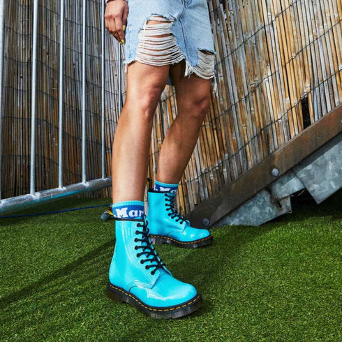Dr Martens 1460 W Patent 8 Eye Boot Turquoise Blue